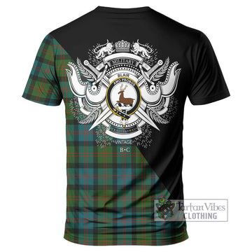 Blair Ancient Tartan T-Shirt with Family Crest and Military Logo Style