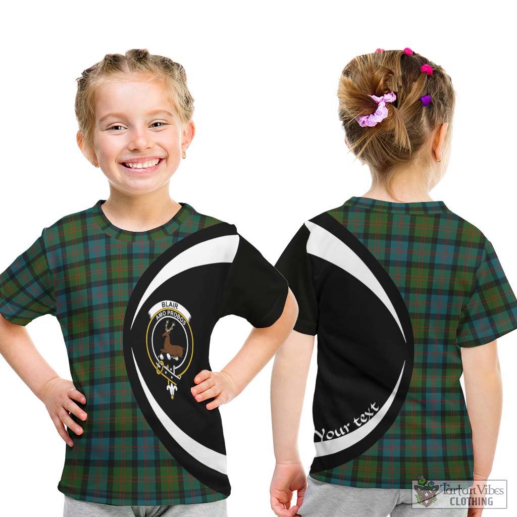 Blair Ancient Tartan Kid T-Shirt with Family Crest Circle Style - Tartan Vibes Clothing