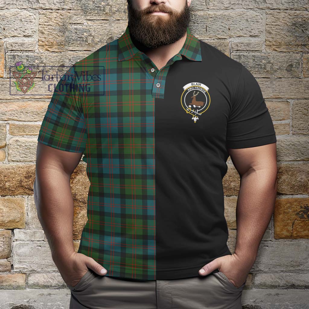 Tartan Vibes Clothing Blair Ancient Tartan Polo Shirt with Family Crest and Half Of Me Style