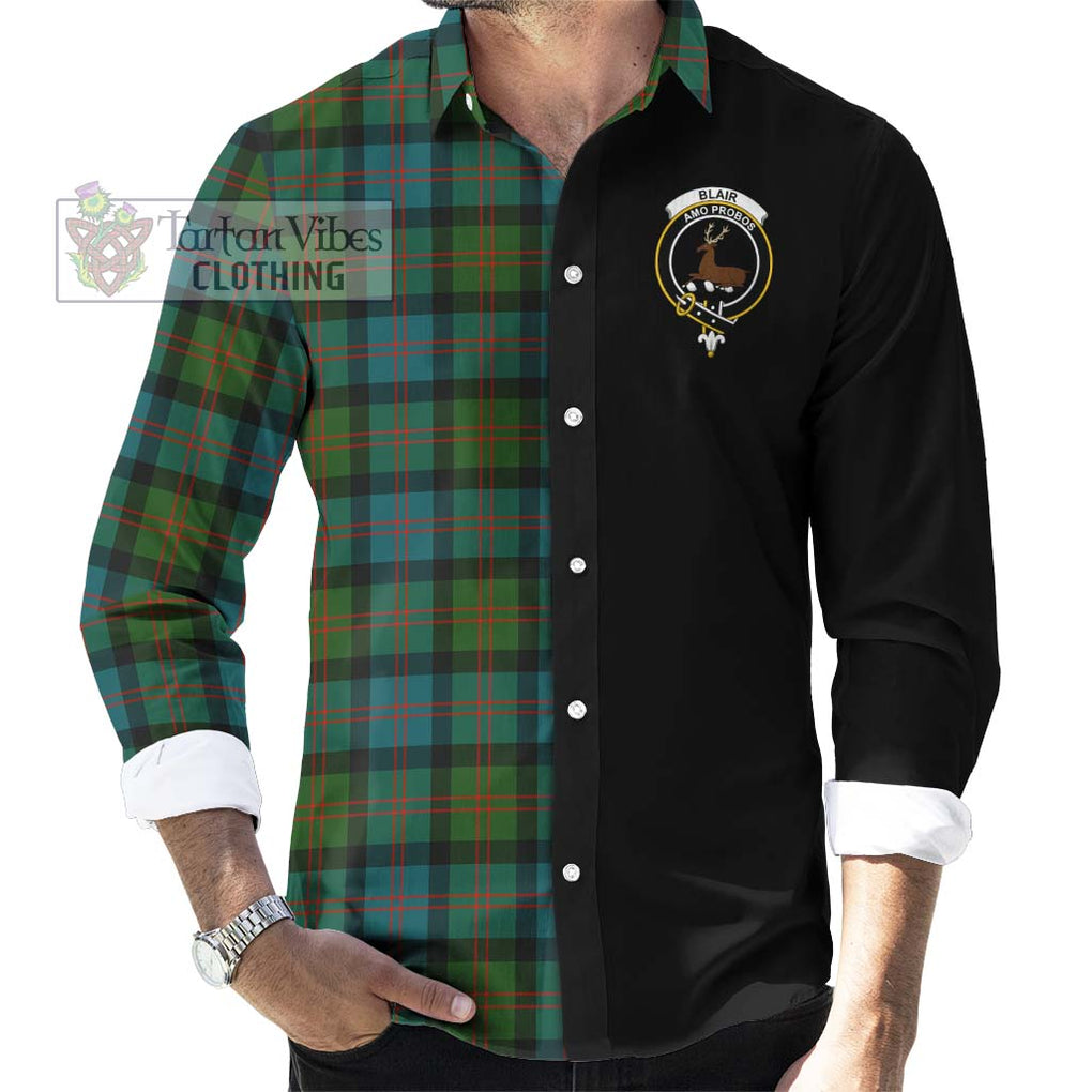 Blair Ancient Tartan Long Sleeve Button Shirt with Family Crest and Half Of Me Style - Tartanvibesclothing Shop