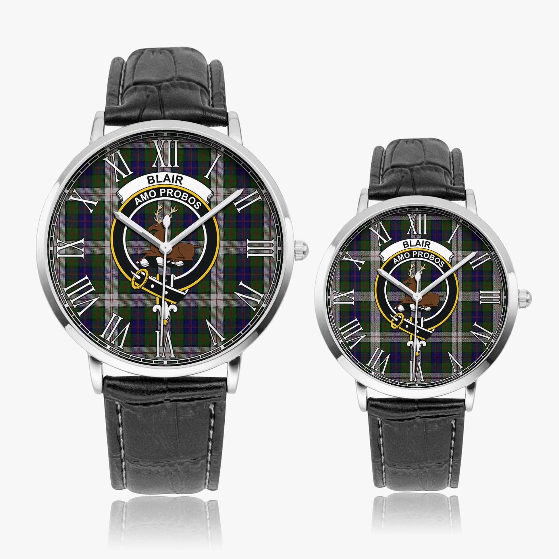 Blair Dress Tartan Family Crest Leather Strap Quartz Watch - Tartanvibesclothing