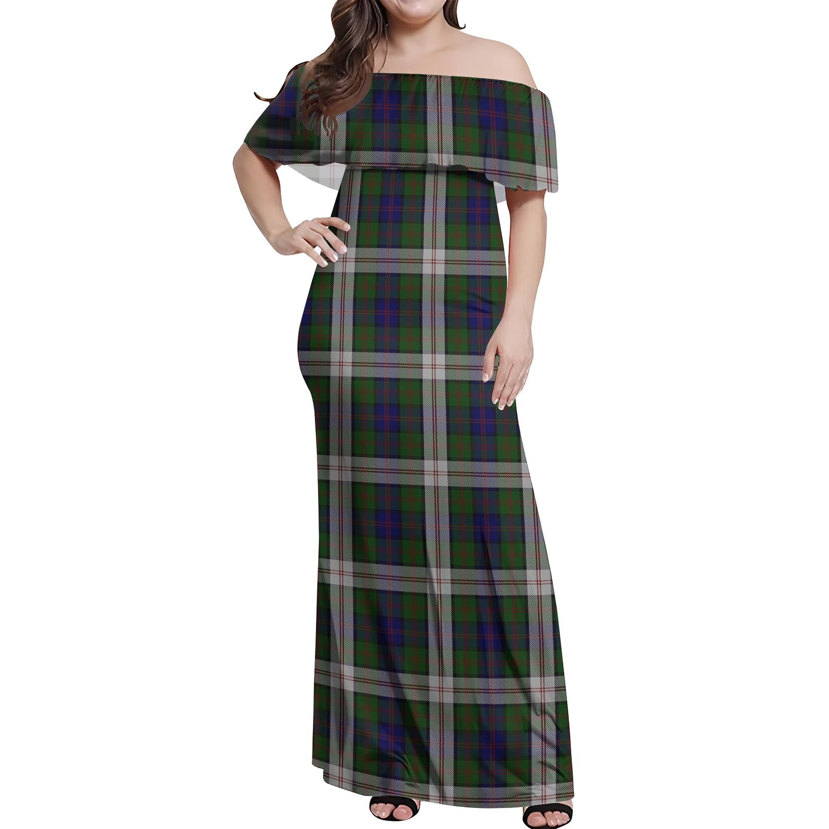 Blair Dress Tartan Off Shoulder Long Dress Women's Dress - Tartanvibesclothing