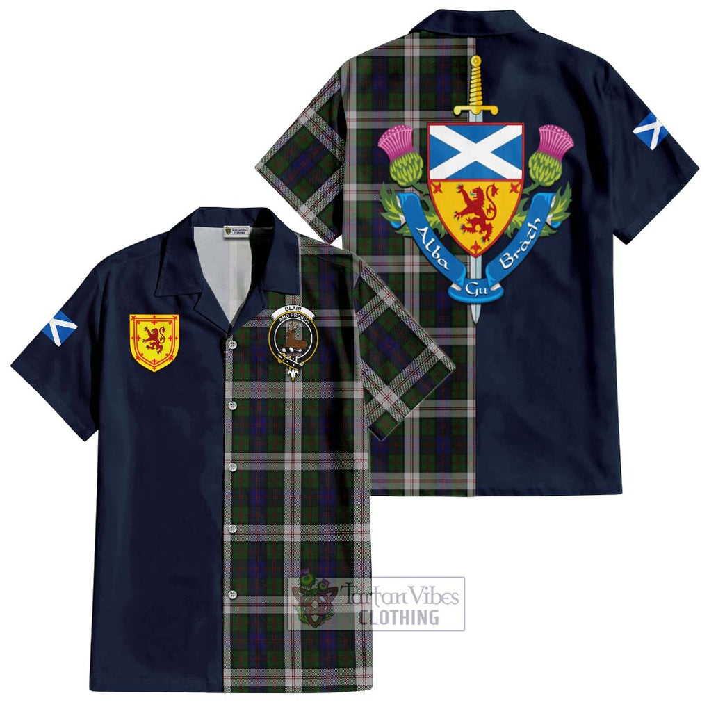 Tartan Vibes Clothing Blair Dress Tartan Short Sleeve Button Shirt with Scottish Lion Royal Arm Half Style