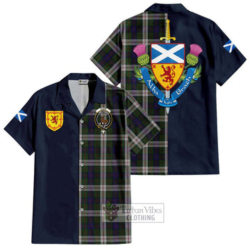 Blair Dress Tartan Short Sleeve Button Shirt Alba with Scottish Lion Royal Arm Half Style