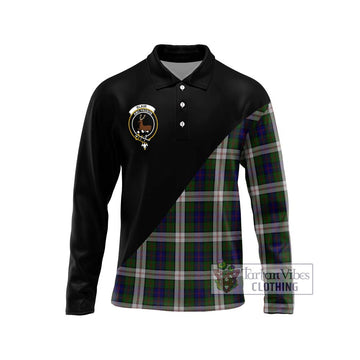 Blair Dress Tartan Long Sleeve Polo Shirt with Family Crest and Military Logo Style