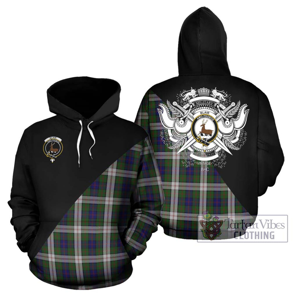 Blair Dress Tartan Hoodie with Family Crest and Military Logo Style Zip Hoodie - Tartanvibesclothing Shop