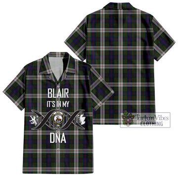 Blair Dress Tartan Short Sleeve Button Shirt with Family Crest DNA In Me Style