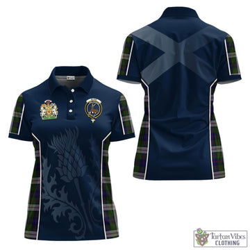 Blair Dress Tartan Women's Polo Shirt with Family Crest and Scottish Thistle Vibes Sport Style