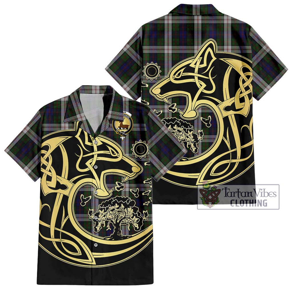 Blair Dress Tartan Short Sleeve Button Shirt with Family Crest Celtic Wolf Style Kid - Tartan Vibes Clothing