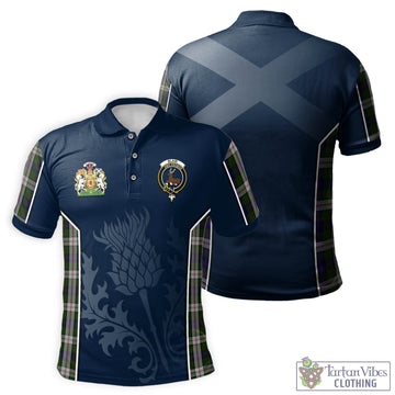 Blair Dress Tartan Men's Polo Shirt with Family Crest and Scottish Thistle Vibes Sport Style