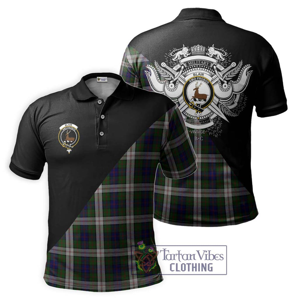 Blair Dress Tartan Polo Shirt with Family Crest and Military Logo Style Kid - Tartanvibesclothing Shop