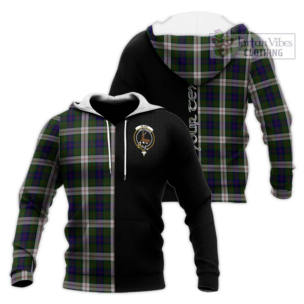 Blair Dress Tartan Knitted Hoodie with Family Crest and Half Of Me Style Unisex Knitted Pullover Hoodie - Tartanvibesclothing Shop