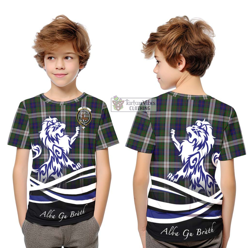 Blair Dress Tartan Kid T-Shirt with Alba Gu Brath Regal Lion Emblem Youth XL Size14 - Tartanvibesclothing Shop