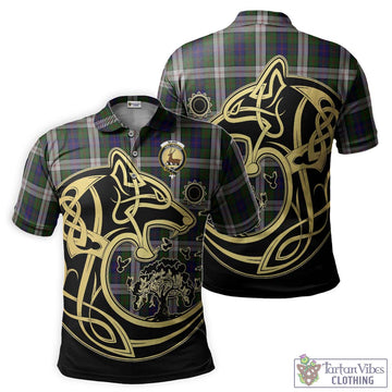 Blair Dress Tartan Polo Shirt with Family Crest Celtic Wolf Style