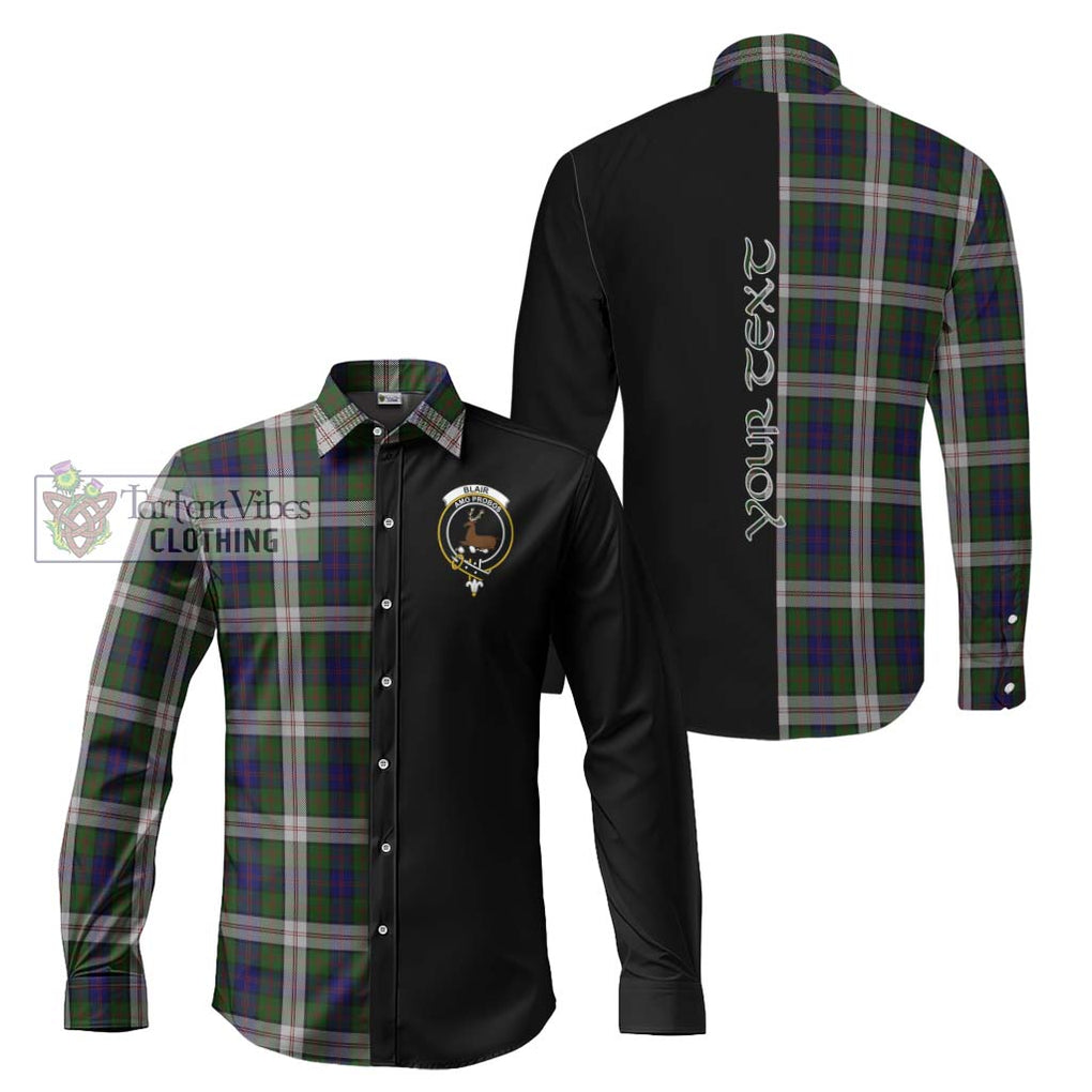 Blair Dress Tartan Long Sleeve Button Shirt with Family Crest and Half Of Me Style Men's Shirt S - Tartanvibesclothing Shop