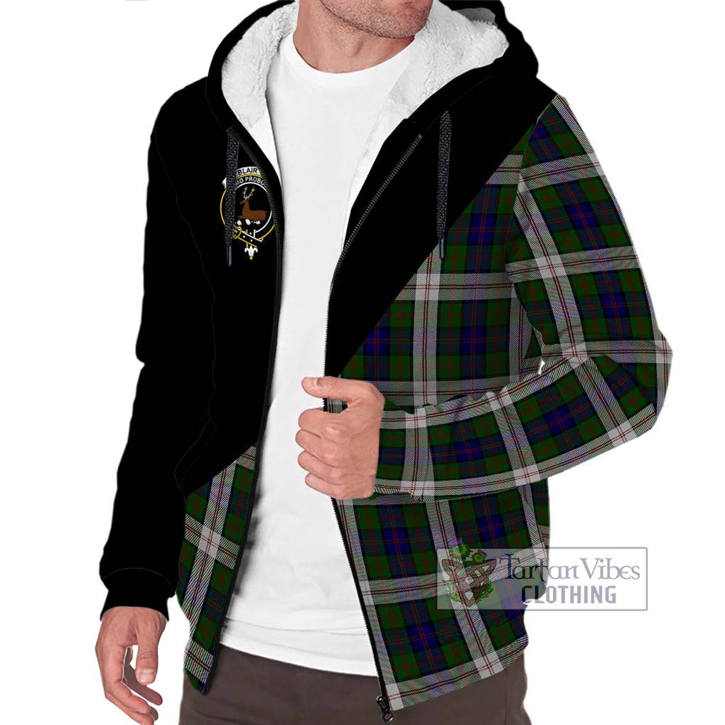 Blair Dress Tartan Sherpa Hoodie with Family Crest and Military Logo Style Unisex S - Tartanvibesclothing Shop