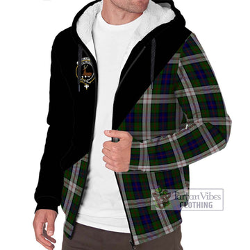 Blair Dress Tartan Sherpa Hoodie with Family Crest and Military Logo Style