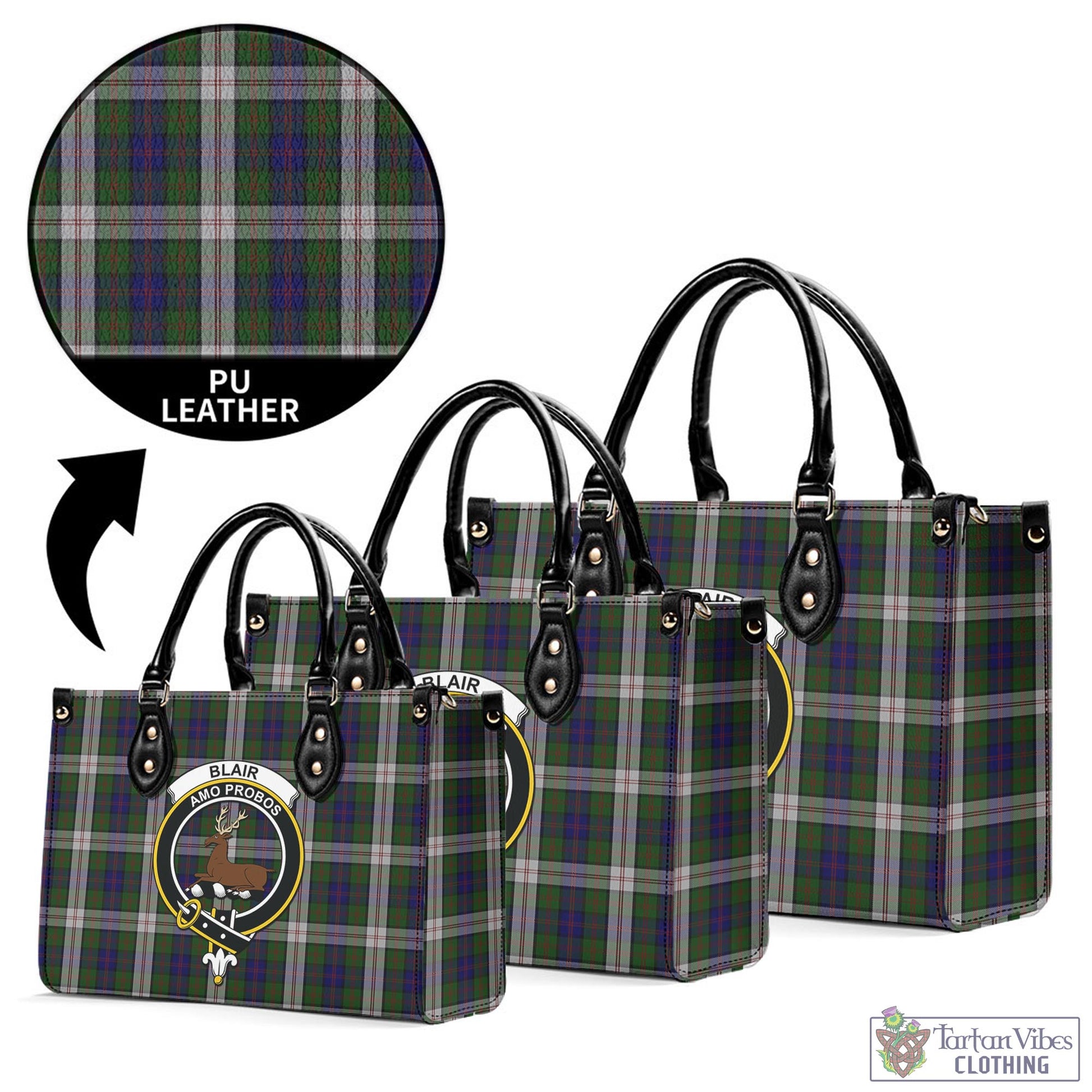 Tartan Vibes Clothing Blair Dress Tartan Luxury Leather Handbags with Family Crest