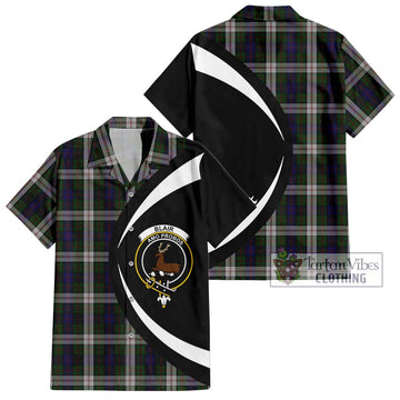 Blair Dress Tartan Short Sleeve Button Up with Family Crest Circle Style