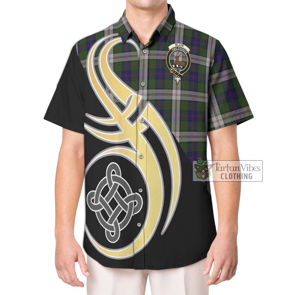 Blair Dress Tartan Short Sleeve Button Shirt with Family Crest and Celtic Symbol Style Kid - Tartan Vibes Clothing