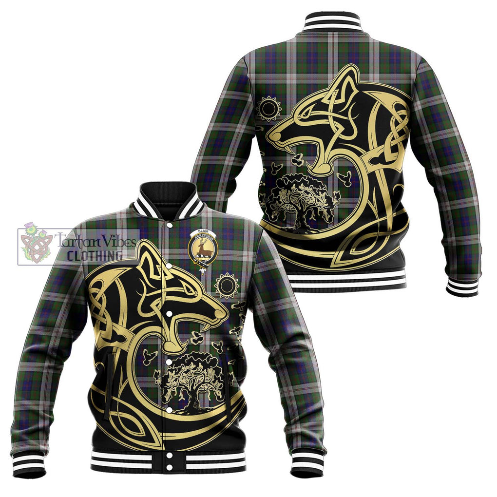 Blair Dress Tartan Baseball Jacket with Family Crest Celtic Wolf Style Unisex - Tartan Vibes Clothing