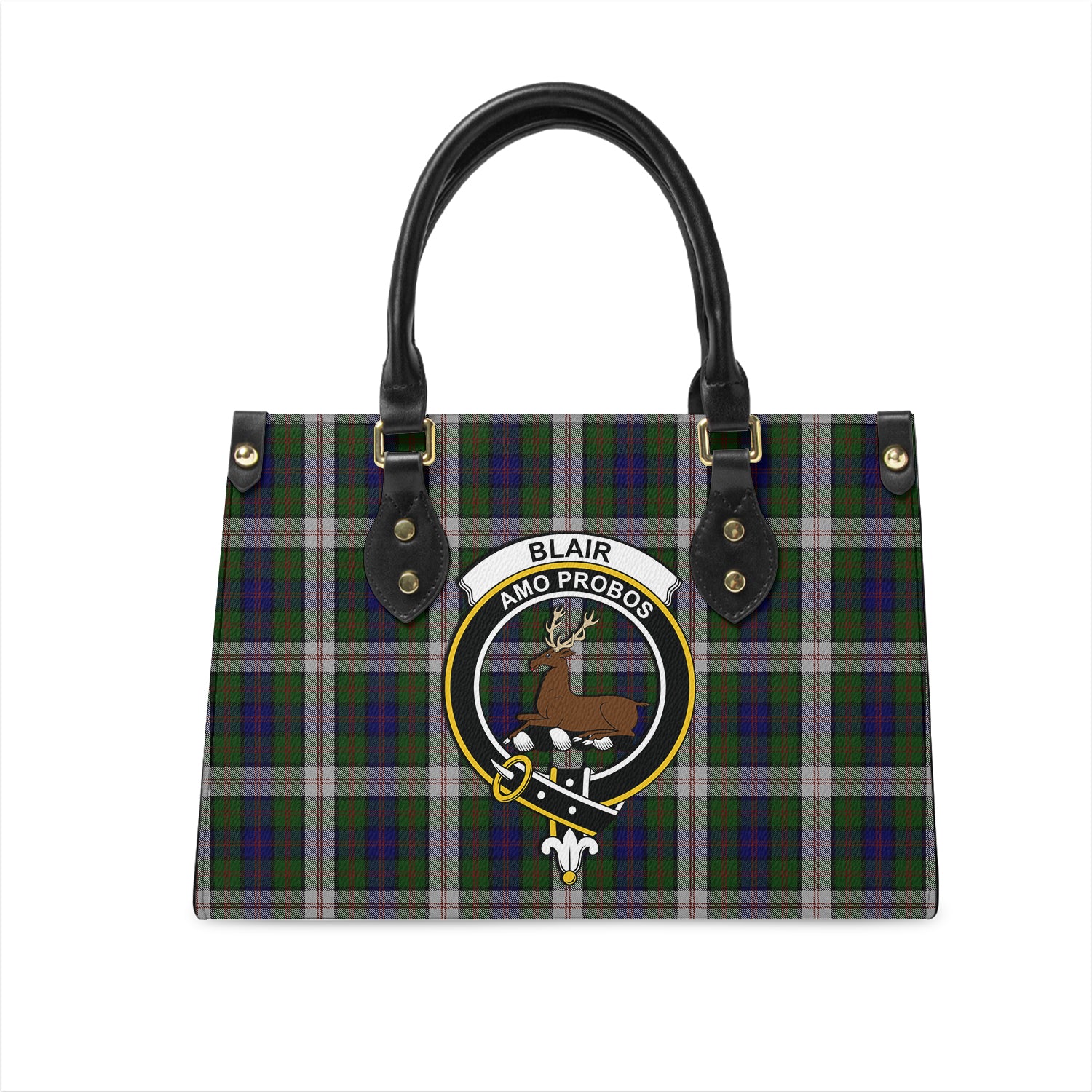 Blair Dress Tartan Leather Bag with Family Crest One Size 29*11*20 cm - Tartanvibesclothing