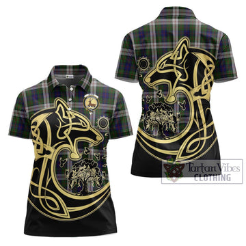 Blair Dress Tartan Women's Polo Shirt with Family Crest Celtic Wolf Style