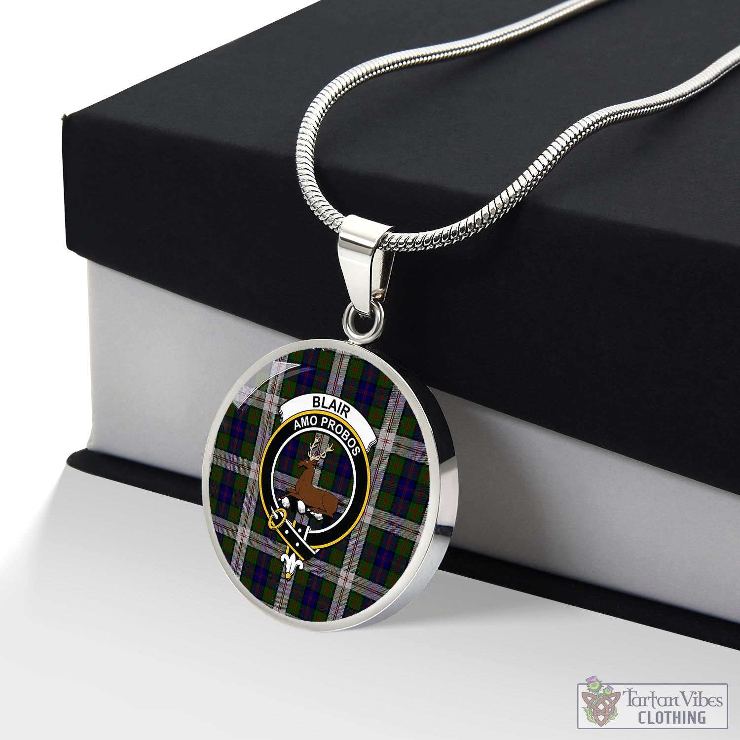 Tartan Vibes Clothing Blair Dress Tartan Circle Necklace with Family Crest