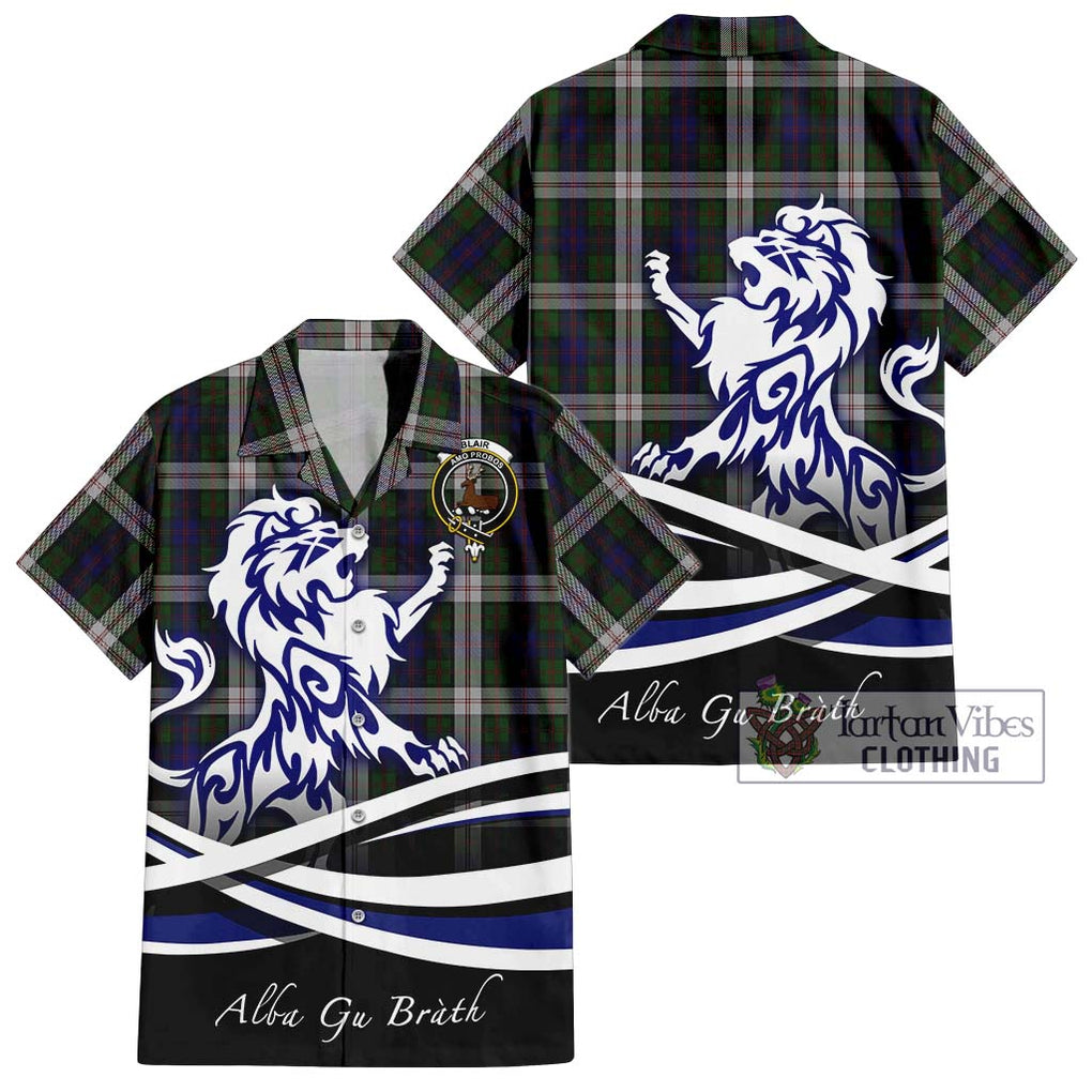 Blair Dress Tartan Short Sleeve Button Shirt with Alba Gu Brath Regal Lion Emblem Kid - Tartanvibesclothing Shop