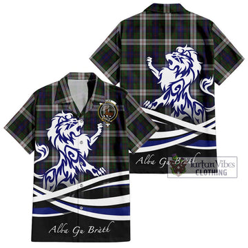 Blair Dress Tartan Short Sleeve Button Shirt with Alba Gu Brath Regal Lion Emblem