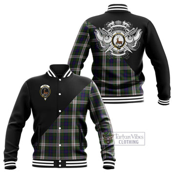 Blair Dress Tartan Baseball Jacket with Family Crest and Military Logo Style