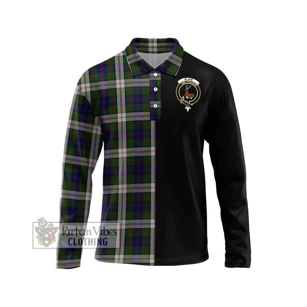 Blair Dress Tartan Long Sleeve Polo Shirt with Family Crest and Half Of Me Style Unisex - Tartanvibesclothing Shop