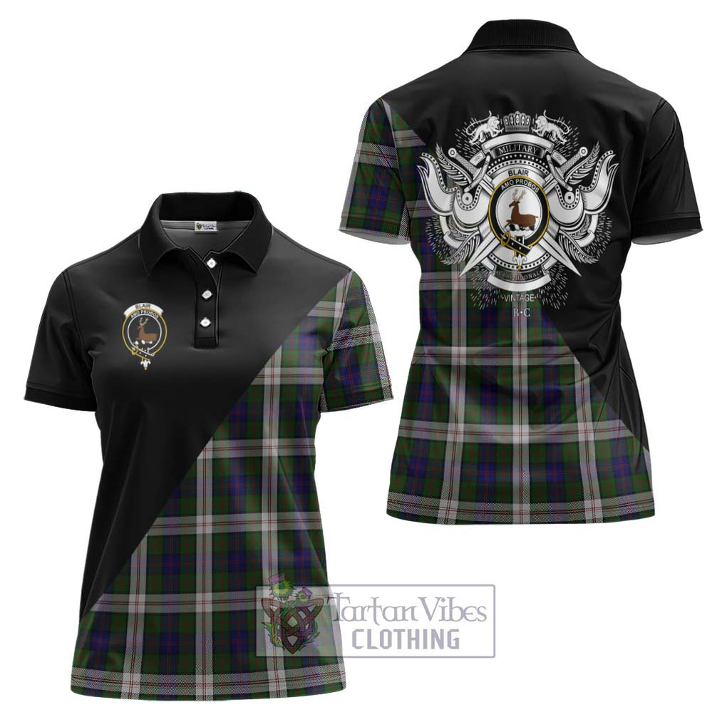 Blair Dress Tartan Women's Polo Shirt with Family Crest and Military Logo Style Women - Tartanvibesclothing Shop