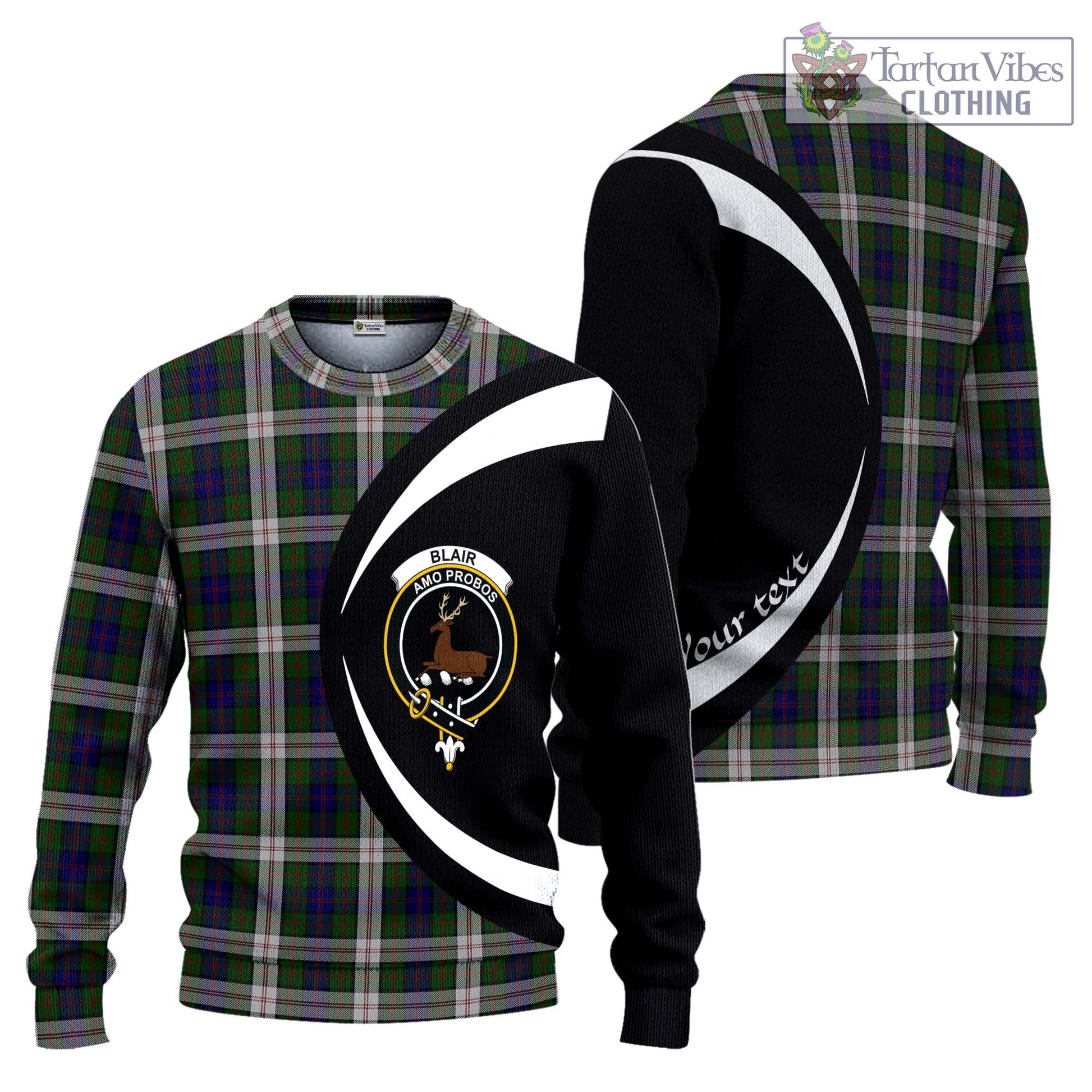 Blair Dress Tartan Ugly Sweater with Family Crest Circle Style Unisex - Tartan Vibes Clothing