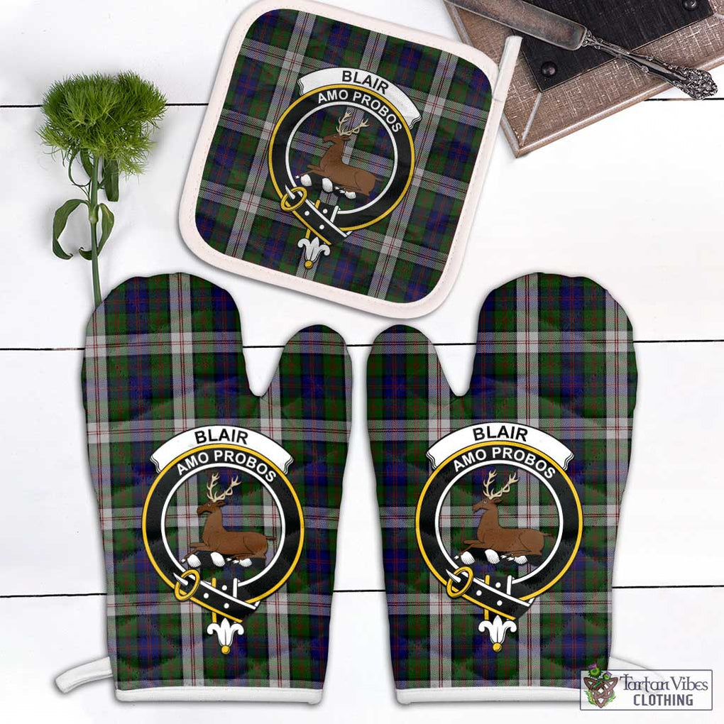 Blair Dress Tartan Combo Oven Mitt & Pot-Holder with Family Crest Combo 1 Oven Mitt & 1 Pot-Holder White - Tartan Vibes Clothing