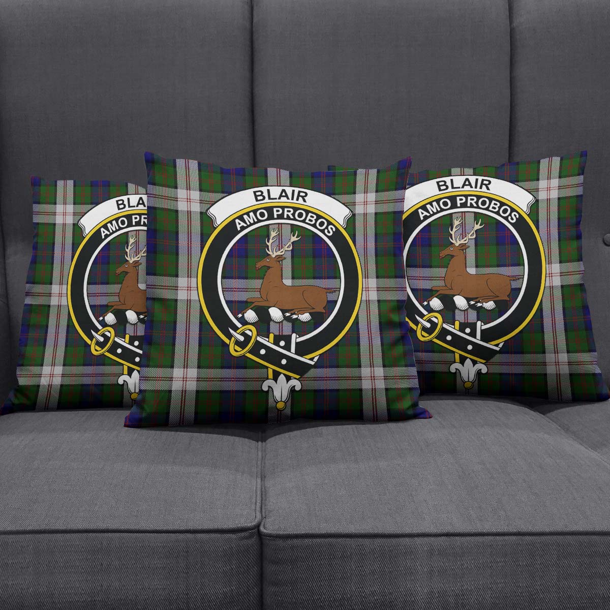 Blair Dress Tartan Pillow Cover with Family Crest Square Pillow Cover - Tartanvibesclothing