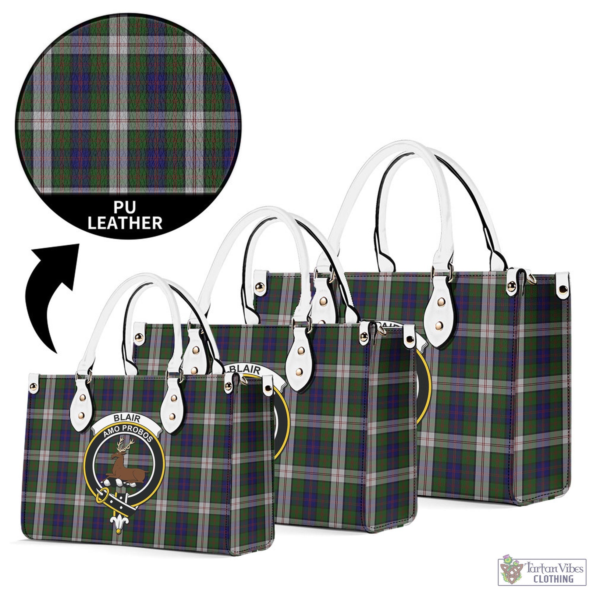 Tartan Vibes Clothing Blair Dress Tartan Luxury Leather Handbags with Family Crest