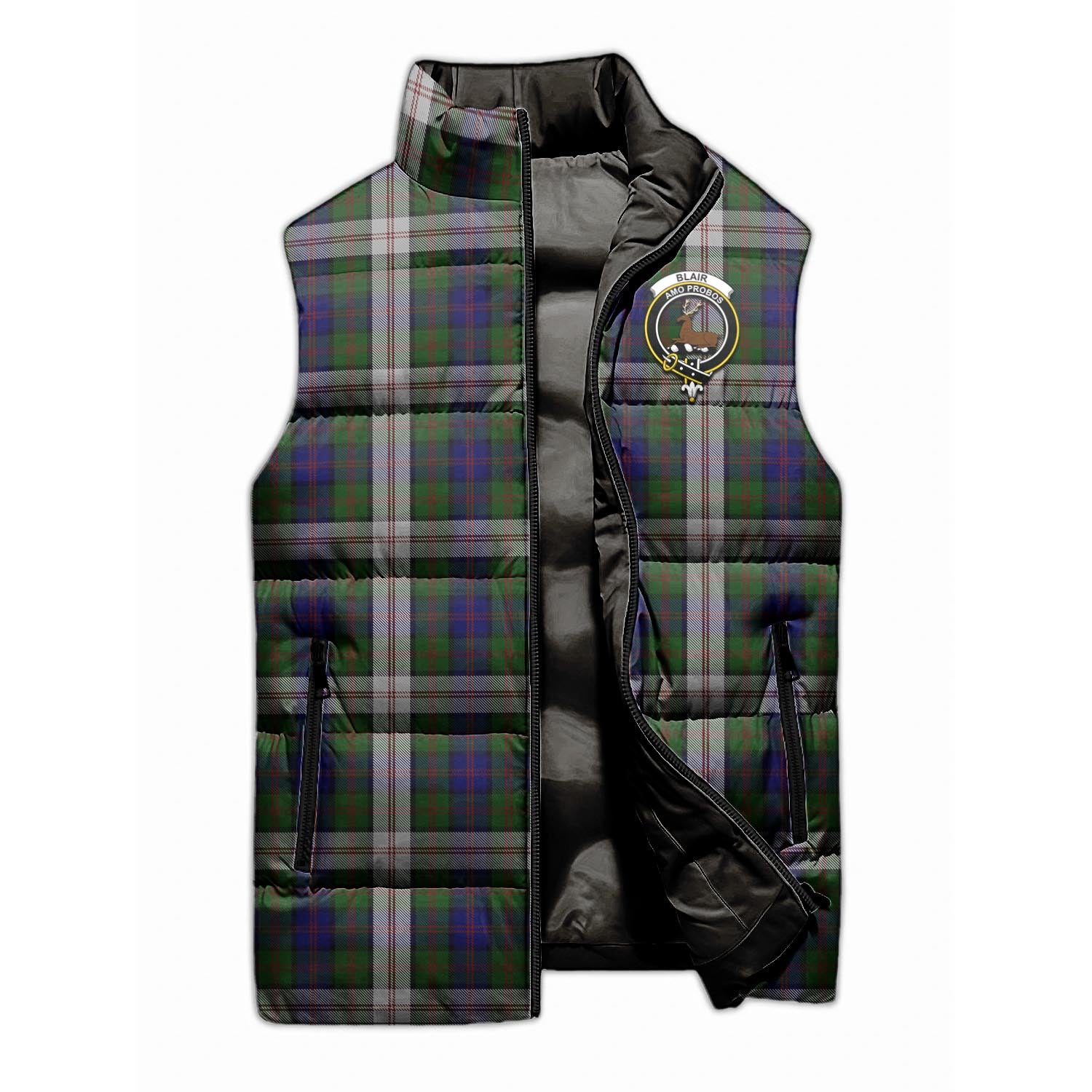 Blair Dress Tartan Sleeveless Puffer Jacket with Family Crest - Tartanvibesclothing