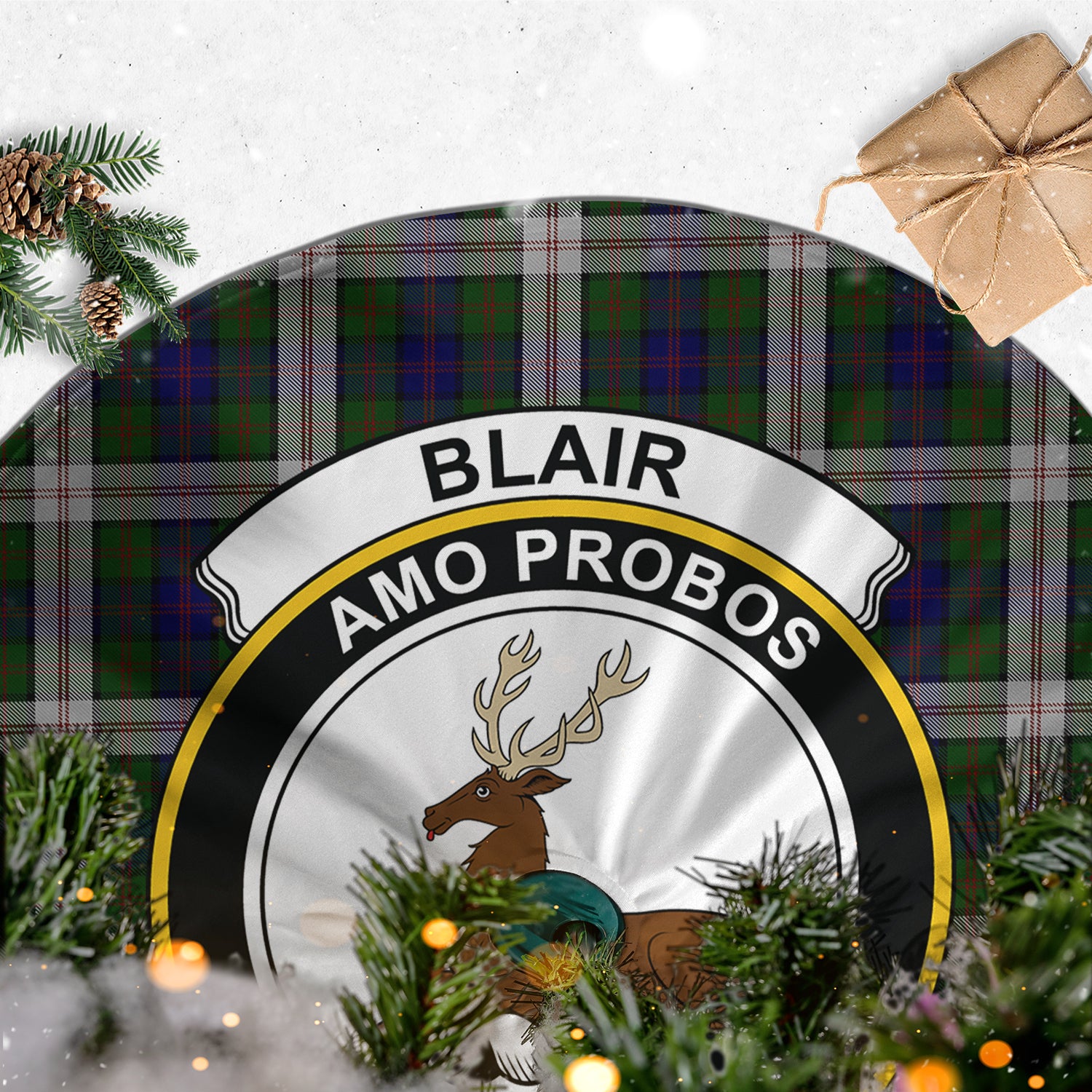 Blair Dress Tartan Christmas Tree Skirt with Family Crest - Tartanvibesclothing