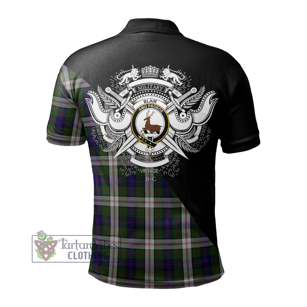 Blair Dress Tartan Polo Shirt with Family Crest and Military Logo Style - Tartanvibesclothing Shop