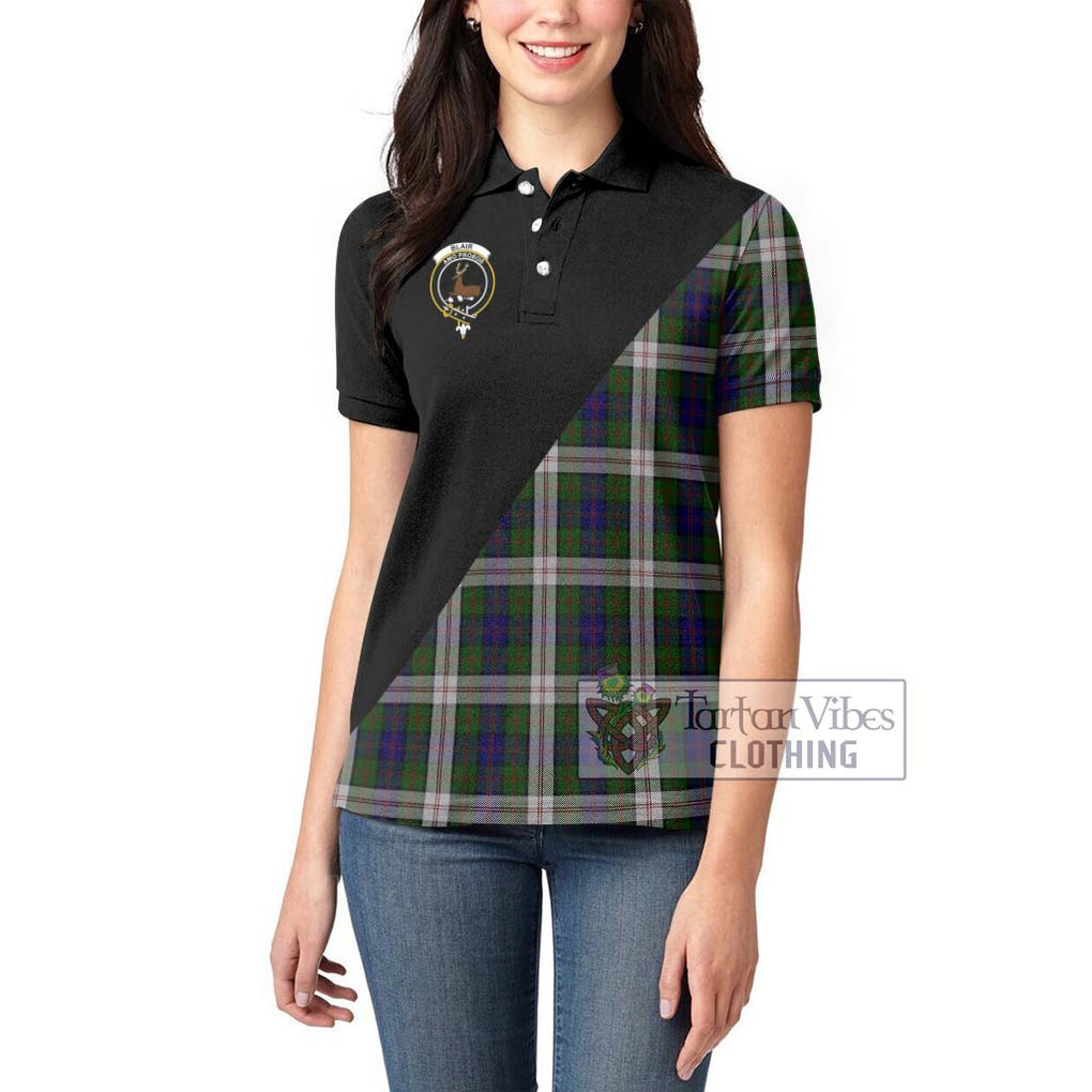 Blair Dress Tartan Women's Polo Shirt with Family Crest and Military Logo Style - Tartanvibesclothing Shop