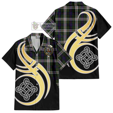 Blair Dress Tartan Short Sleeve Button Shirt with Family Crest and Celtic Symbol Style