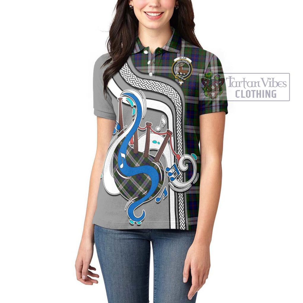 Blair Dress Tartan Women's Polo Shirt with Epic Bagpipe Style - Tartanvibesclothing Shop