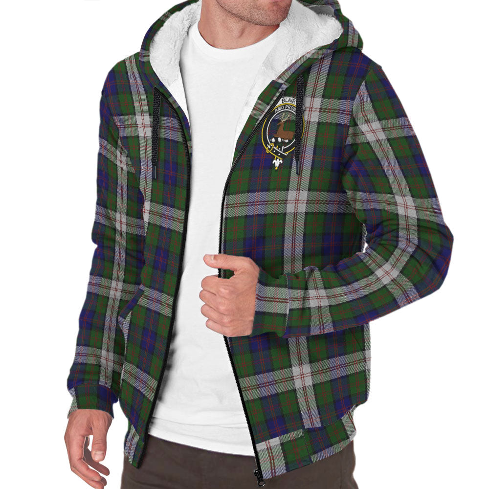 Blair Dress Tartan Sherpa Hoodie with Family Crest - Tartanvibesclothing