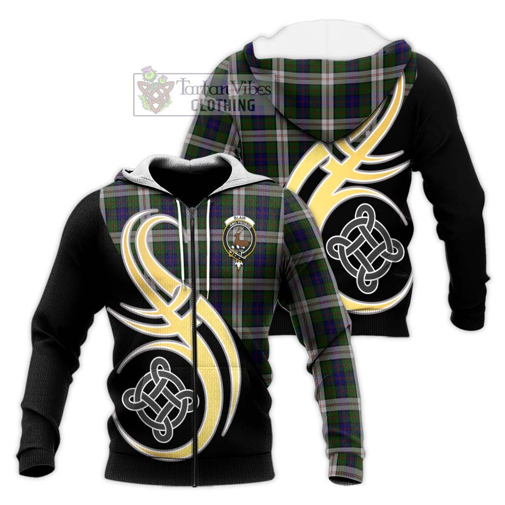 Blair Dress Tartan Knitted Hoodie with Family Crest and Celtic Symbol Style Unisex Knitted Zip Hoodie - Tartan Vibes Clothing