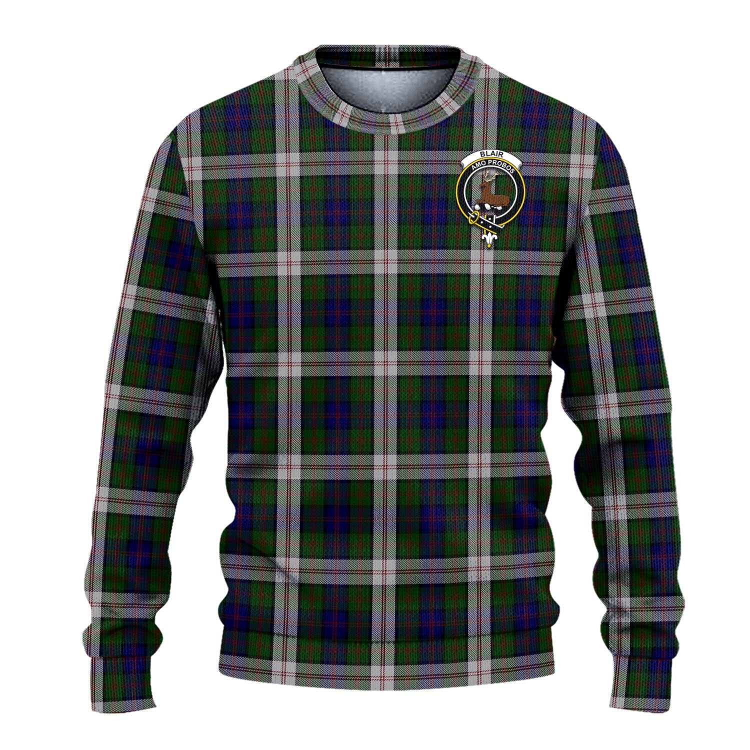 Blair Dress Tartan Knitted Sweater with Family Crest - Tartanvibesclothing