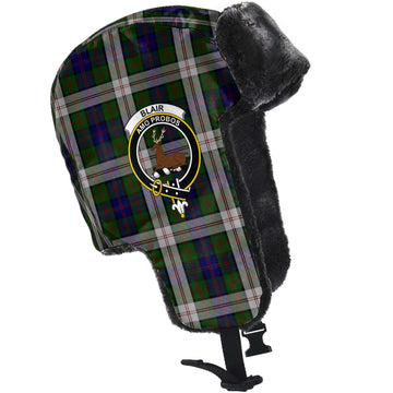 Blair Dress Tartan Winter Trapper Hat with Family Crest