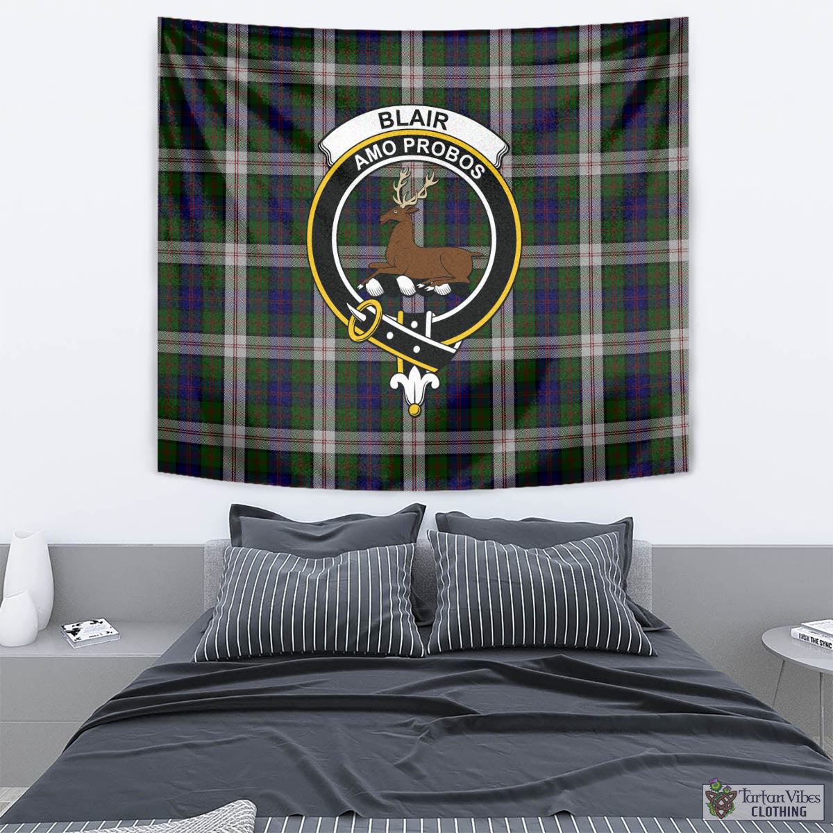 Tartan Vibes Clothing Blair Dress Tartan Tapestry Wall Hanging and Home Decor for Room with Family Crest