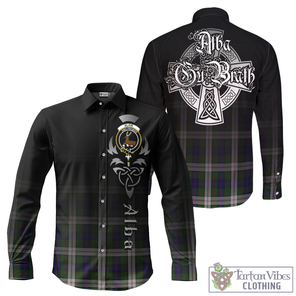 Tartan Vibes Clothing Blair Dress Tartan Long Sleeve Button Up Featuring Alba Gu Brath Family Crest Celtic Inspired