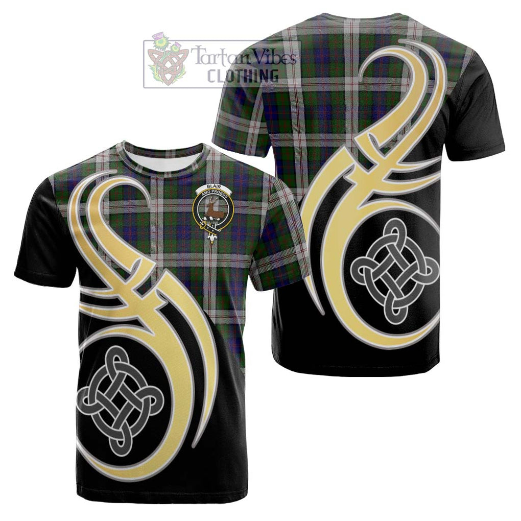 Tartan Vibes Clothing Blair Dress Tartan Cotton T-shirt with Family Crest and Celtic Symbol Style